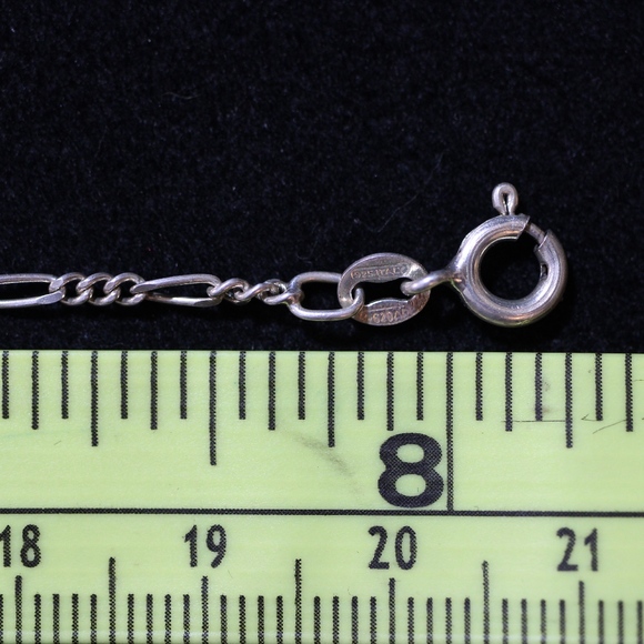 Sterling Silver 925 - Jadeite Figaro Link Bracelet - Picture 5 of 6